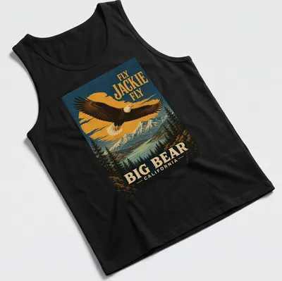 Vintage poster style shirt with an eagle and text about Big Bear, California. — printed on a tank top