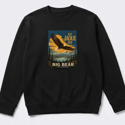 Vintage poster style shirt with an eagle and text about Big Bear, California. — printed on a unisex sweatshirt