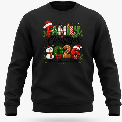 Festive snowman t-shirt with Christmas text and colorful design — printed on a unisex sweatshirt