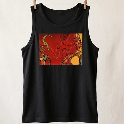 Abstract expressionist FEMEN Ukraine T-shirt featuring activist imagery in bold colors. — printed on a tank top
