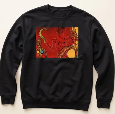 Abstract expressionist FEMEN Ukraine T-shirt featuring activist imagery in bold colors. — printed on a unisex sweatshirt
