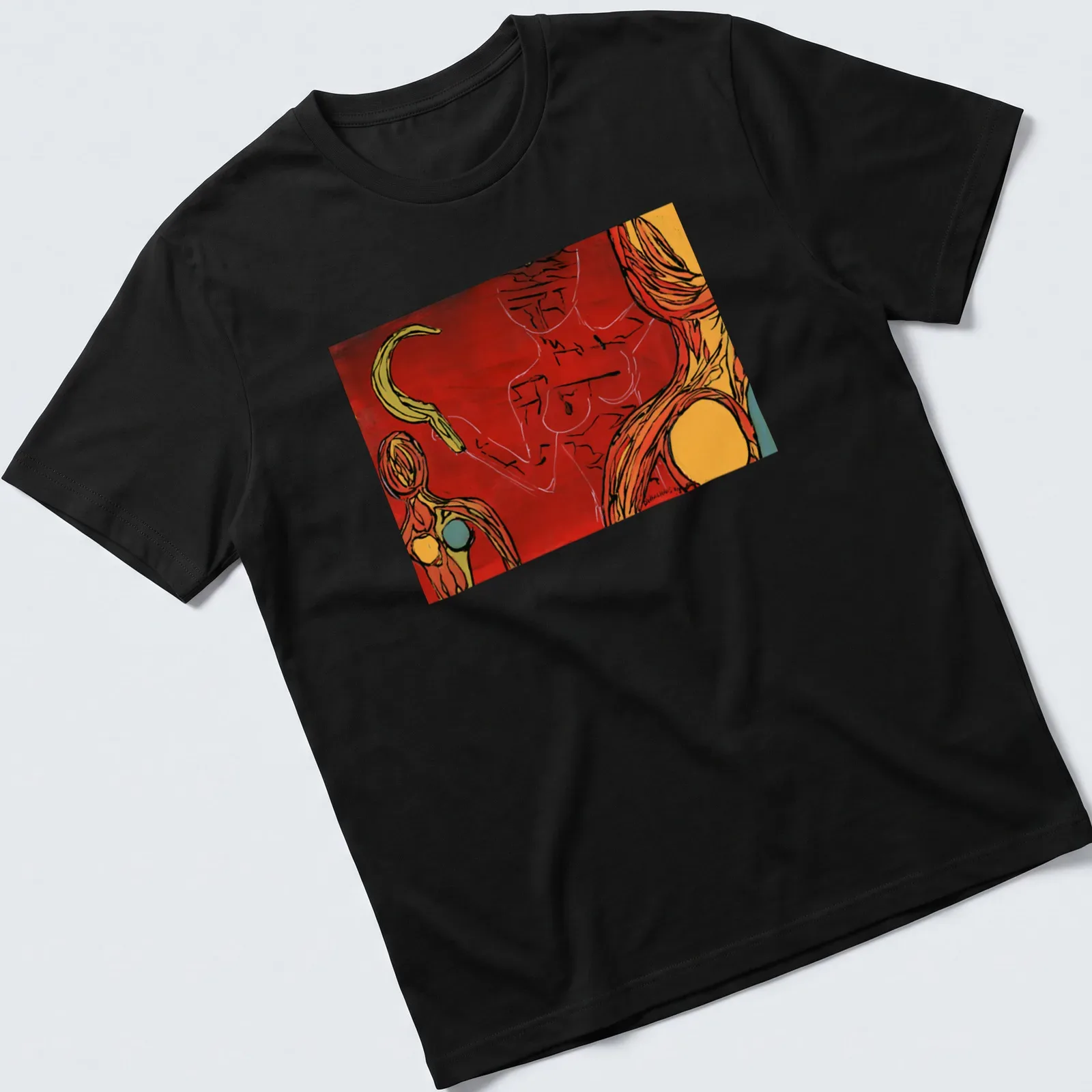 Abstract expressionist FEMEN Ukraine T-shirt featuring activist imagery in bold colors. — printed on a unisex t-shirt