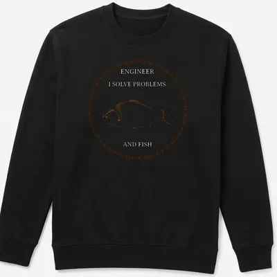 Vintage line-art tee featuring a fish and the text 'I SOLVE PROBLEMS' in brown and white — printed on a unisex sweatshirt