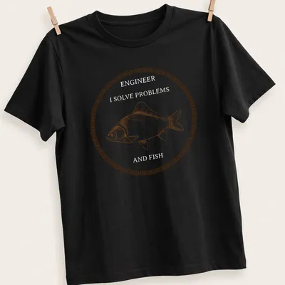 Vintage line-art tee featuring a fish and the text 'I SOLVE PROBLEMS' in brown and white