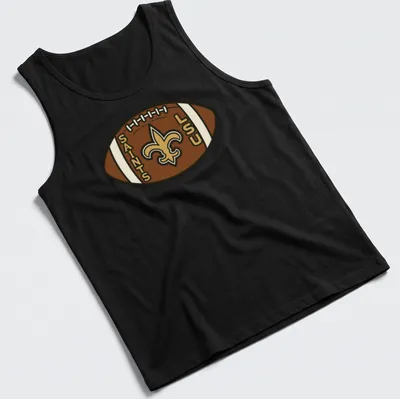 Cartoon-style LSU Saints football t-shirt with playful colors and design. — printed on a tank top
