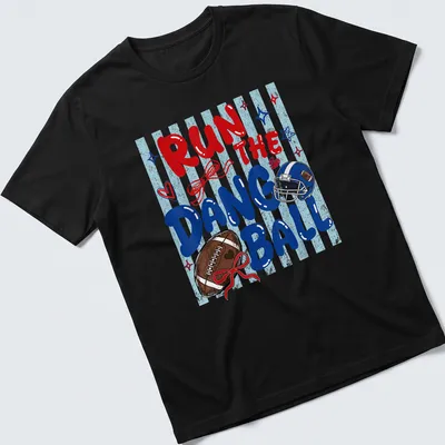 Football Mom t-shirt featuring preppy stripes and bold text about cheering for the team.