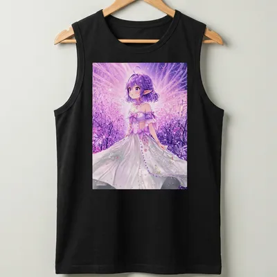 Fantasy illustration of a Forest Princess with whimsical colors and text. — printed on a tank top
