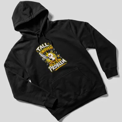 Cartoonish print of a funny duck holding a knife with humorous text — printed on a unisex hoodie