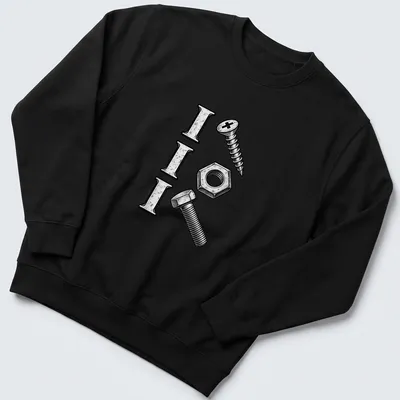 Vintage style tee with humorous text and illustrations of tools — printed on a unisex sweatshirt
