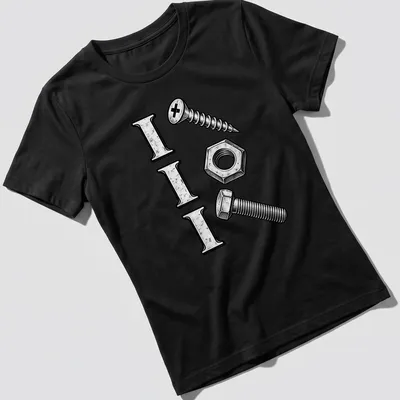 Vintage style tee with humorous text and illustrations of tools — printed on a women's shirt