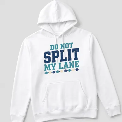 Retro distressed t-shirt featuring a lap swimmer with humorous text about lanes — printed on a unisex hoodie