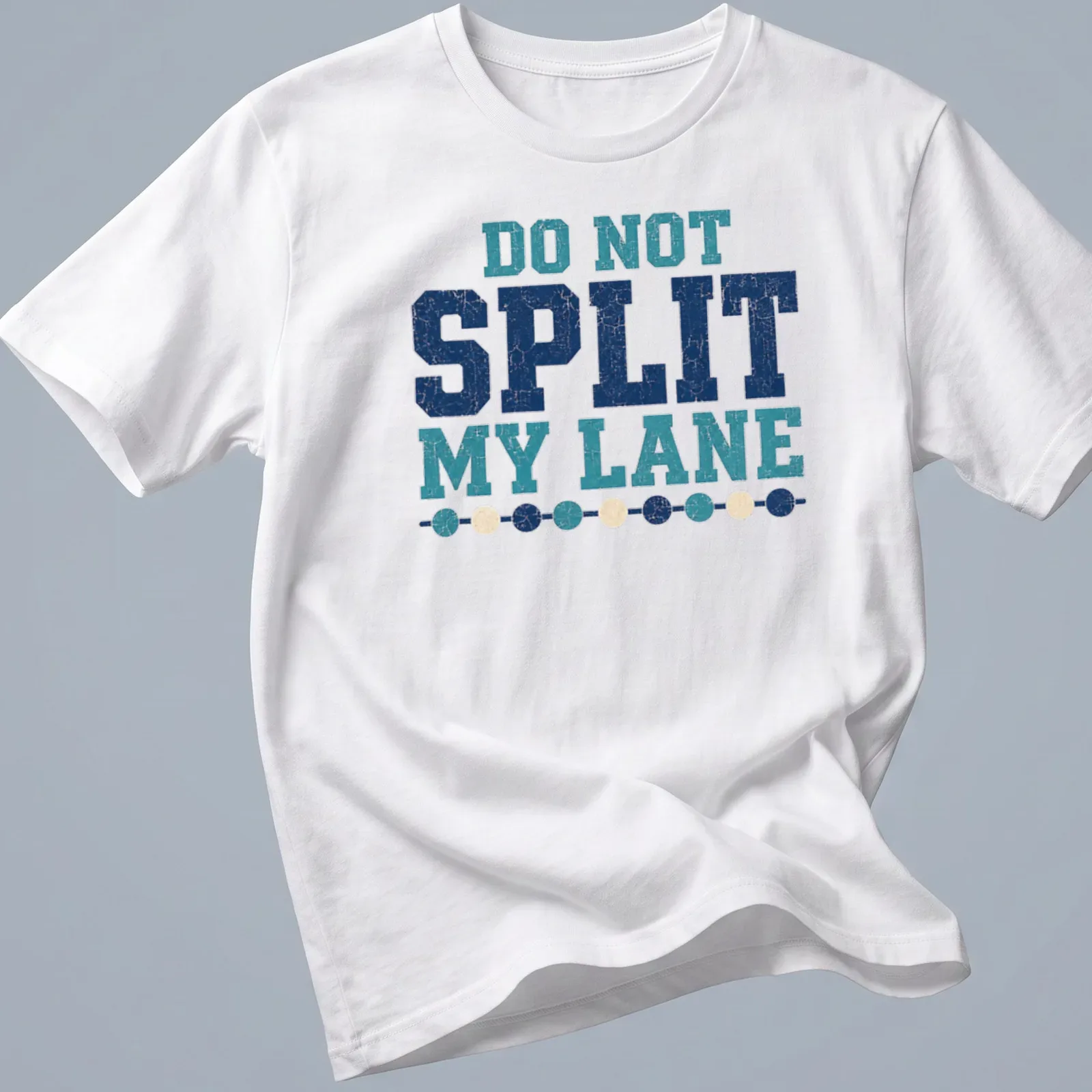 Retro distressed t-shirt featuring a lap swimmer with humorous text about lanes — printed on a unisex t-shirt