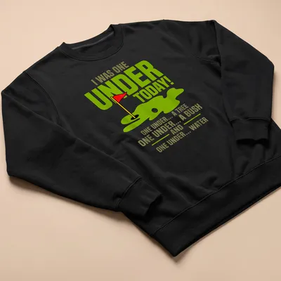 Funny golf-themed shirt featuring humorous text about golfing mishaps — printed on a unisex sweatshirt