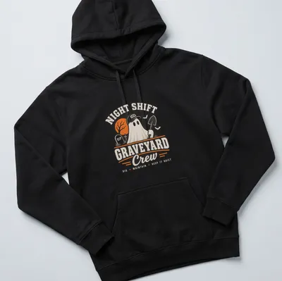 Vintage distressed Halloween shirt featuring a ghost with a shovel and humorous text — printed on a unisex hoodie