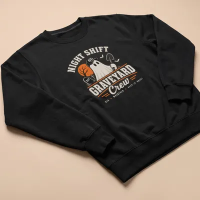 Vintage distressed Halloween shirt featuring a ghost with a shovel and humorous text — printed on a unisex sweatshirt