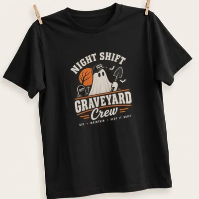 Vintage distressed Halloween shirt featuring a ghost with a shovel and humorous text