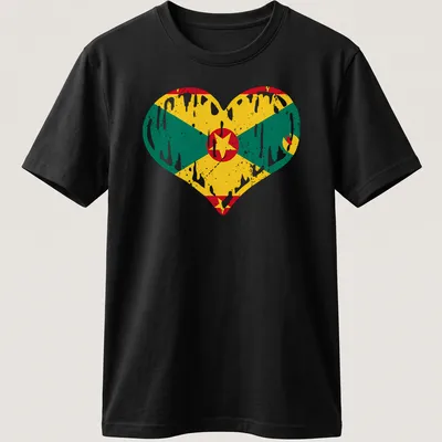 Distressed Grenada flag in heart shape with vibrant colors