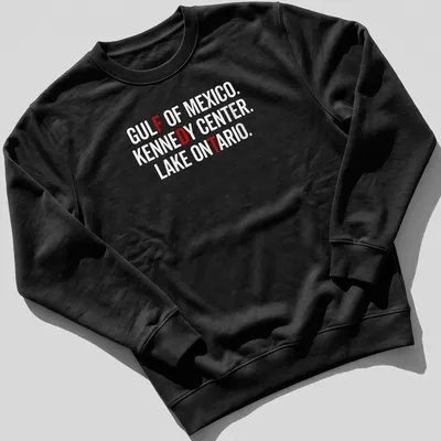 Vintage retro design featuring Gulf of Mexico, Kennedy Center, and Lake Ontario. — printed on a unisex sweatshirt