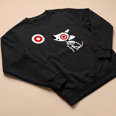 Minimalist Halloween tee with 'Target Team Member' text and bats. — printed on a unisex sweatshirt