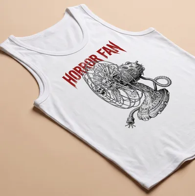 Bold Horror Fan t-shirt featuring a detailed skull and bone illustration — printed on a tank top