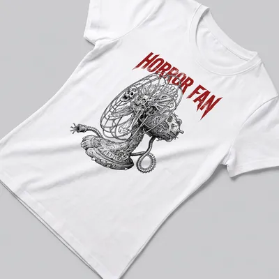 Bold Horror Fan t-shirt featuring a detailed skull and bone illustration — printed on a women's shirt