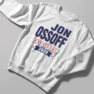 Bold typography Jon Ossoff 2028 Presidential campaign — printed on a unisex sweatshirt
