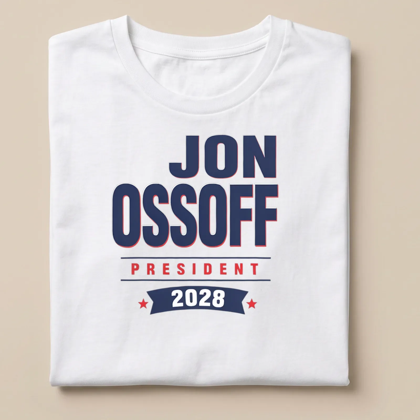 Bold typography Jon Ossoff 2028 Presidential campaign — printed on a unisex t-shirt