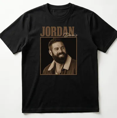 Vintage sepia Jordan Davis t-shirt featuring country music star text