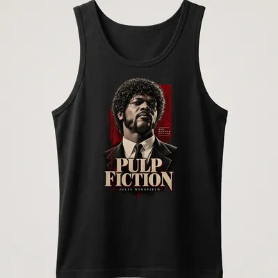 Vintage style t-shirt featuring Jules Winnfield's iconic phrase in bold lettering. — printed on a tank top