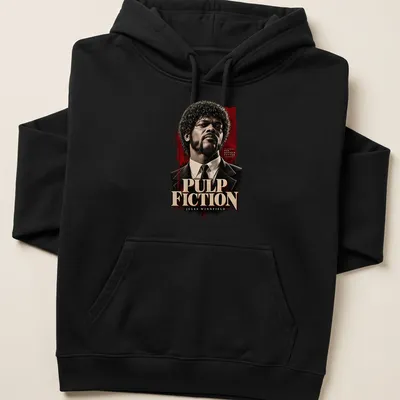 Vintage style t-shirt featuring Jules Winnfield's iconic phrase in bold lettering. — printed on a unisex hoodie