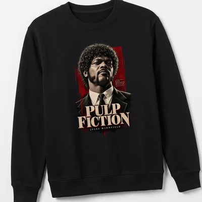 Vintage style t-shirt featuring Jules Winnfield's iconic phrase in bold lettering. — printed on a unisex sweatshirt