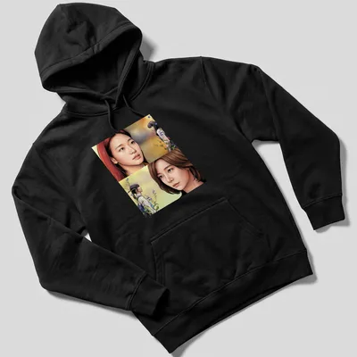 Comic book style illustration of KDrama actresses in pastel colors — printed on a unisex hoodie