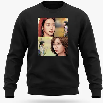 Comic book style illustration of KDrama actresses in pastel colors — printed on a unisex sweatshirt