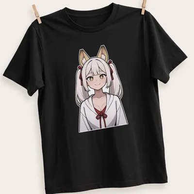 Illustration of a sultry Kitsune Miko in anime style with fox features