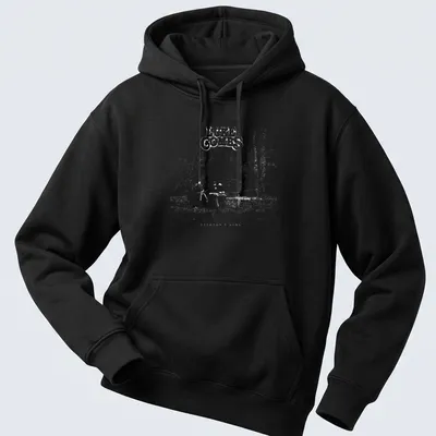 Vintage fishing scene featuring Luke Combs text with nature colors — printed on a unisex hoodie