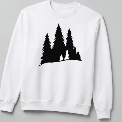 Black silhouette of a forest on a T-shirt, evoking nature's beauty — printed on a unisex sweatshirt