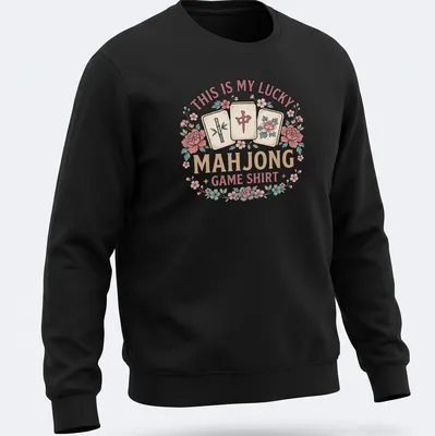 Vintage floral Mahjong Game t-shirt with game tiles and playful text — printed on a unisex sweatshirt