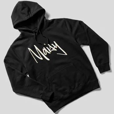 Handwritten Maisy personalized t-shirt in beige and white colors. — printed on a unisex hoodie