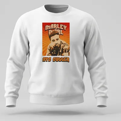 Retro distressed Marley Marl NYC Cutter T-shirt in orange, brown, cream, and black — printed on a unisex sweatshirt