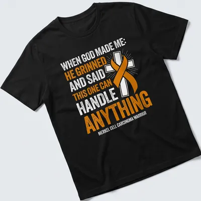 Bold typography Merkel Cell Carcinoma Warrior shirt with orange awareness ribbon