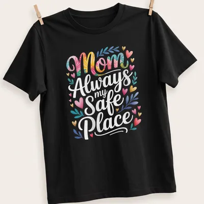 Floral design featuring the text Mom Always my Safe Place in vibrant colors