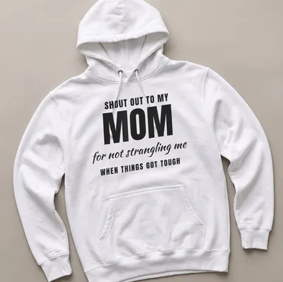 Bold typography t-shirt with humorous text honoring mothers' patience — printed on a unisex hoodie