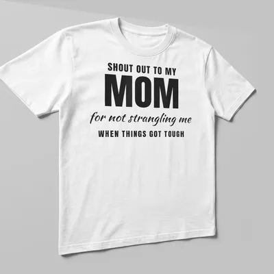 Bold typography t-shirt with humorous text honoring mothers' patience — printed on a unisex t-shirt (angled view)