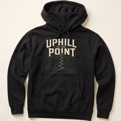 Vintage outdoor T-shirt featuring mountains and a hiking trail with motivational text — printed on a unisex hoodie