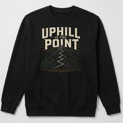 Vintage outdoor T-shirt featuring mountains and a hiking trail with motivational text — printed on a unisex sweatshirt