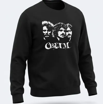 Black and white silhouettes of musicians with flowing typography on a t-shirt. — printed on a unisex sweatshirt