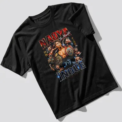 Vintage distressed T-shirt featuring Naoya Inoue's name and title in bold colors.