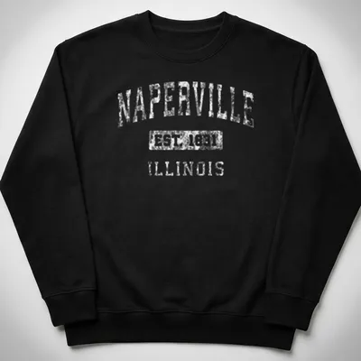 Vintage style Naperville T-shirt with established date in white. — printed on a unisex sweatshirt