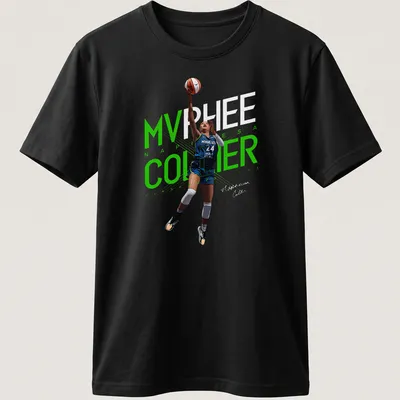 Dynamic illustration of a basketball player with MVP text in green, blue, black, and white