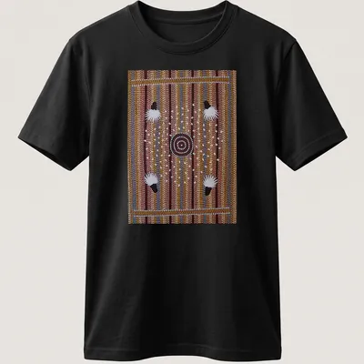 Traditional Aboriginal art featuring bush plum dreaming with intricate patterns